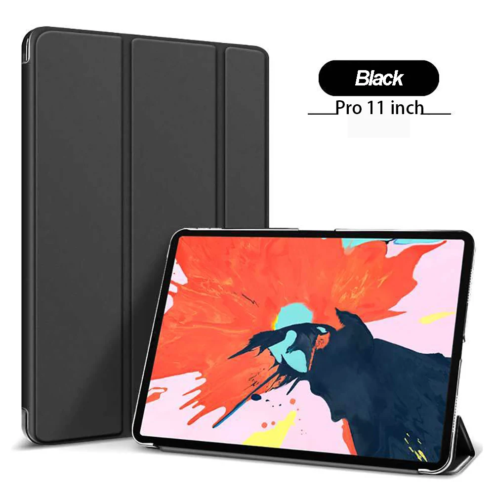 Чехол-подставка Trifold для нового iPad Pro 11, Ультратонкий чехол из искусственной кожи, Умный Магнитный чехол для iPad Pro 11, чехол - Цвет: Черный
