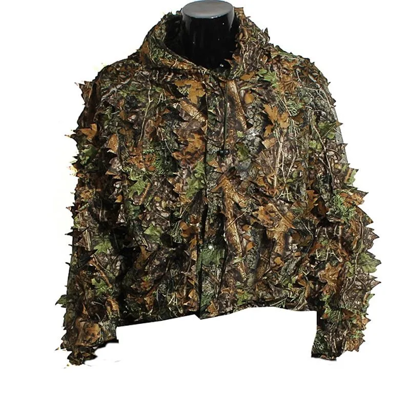 3D листья камуфляж охота Ghillie костюм Взрослый износостойкий стрельба Костюм дышащий тактический военный снайперский комплект одежды