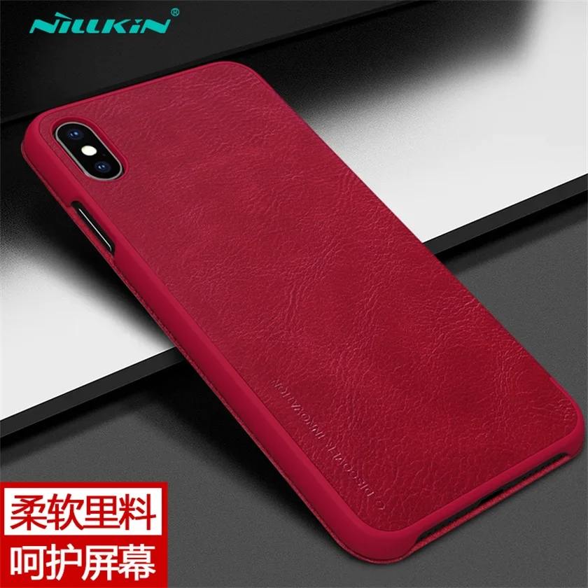 Red Роскошный чехол-кошелек Nillkin Qin для iPhone XS Max, кожаный чехол-книжка для Apple iPhone X/XR/XS Max, чехол - Цвет: Red