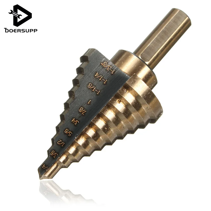 Большое ступенчатое сверло из быстрорежущей стали кобальт от 1/4 дюйма до 1-3/8 для