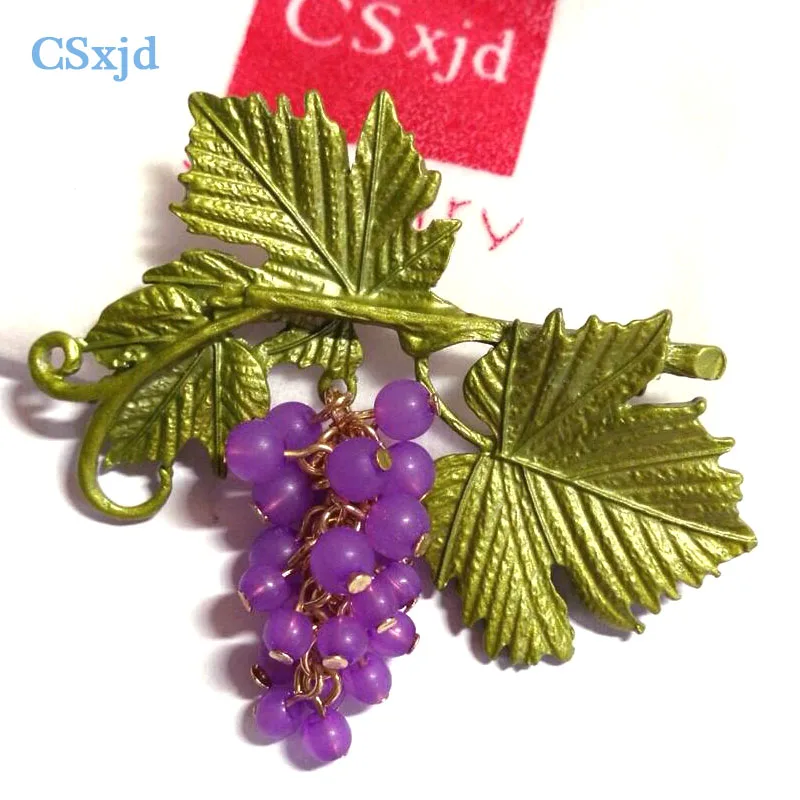 CSxjd Vintage Brooch Acrylic purple grape green leaf branches colorful brooches ladies pins | Украшения и аксессуары