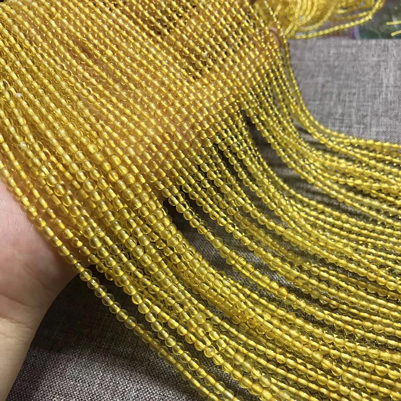 Yoowei 3 мм Diy Янтарные Бусины 40 см цепь натуральная Балтики Янтарный маленький Маленький шик круглые свободные бусины для изготовления ювелирных изделий