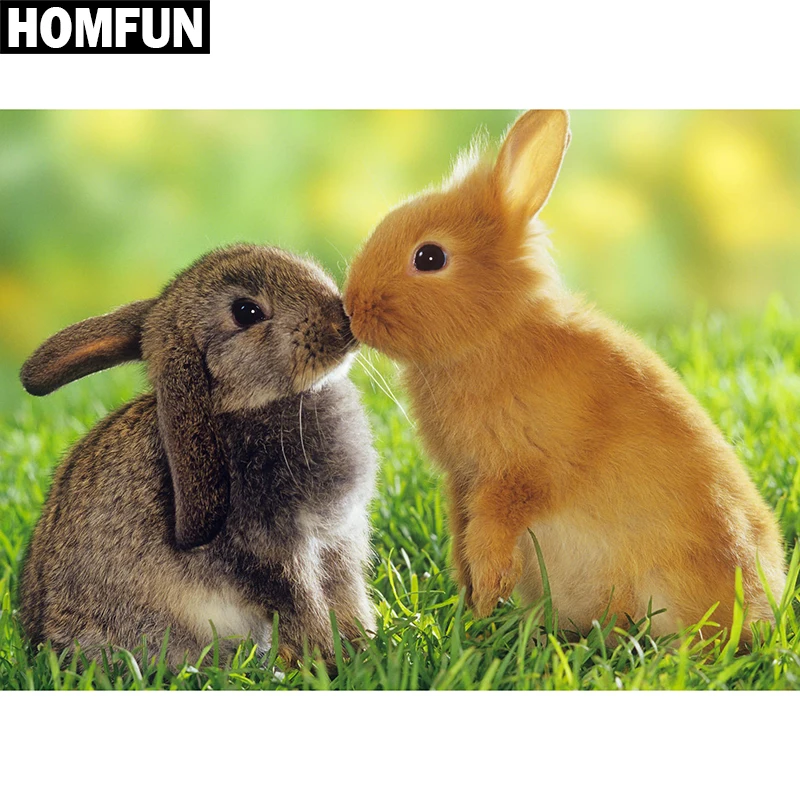 Алмазная 5D Вышивка HOMFUN кролик картина сделай сам с полными квадратными/круглыми