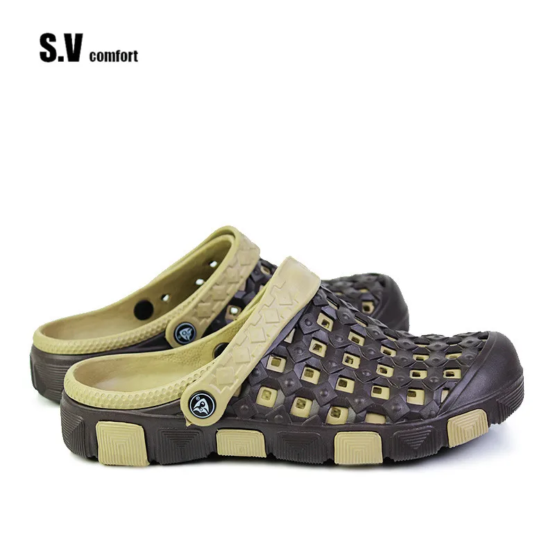 2017 Летняя Мода Мужчины Мулы Сабо Тапочки Дышащий Досуг Стиль Нескользящей