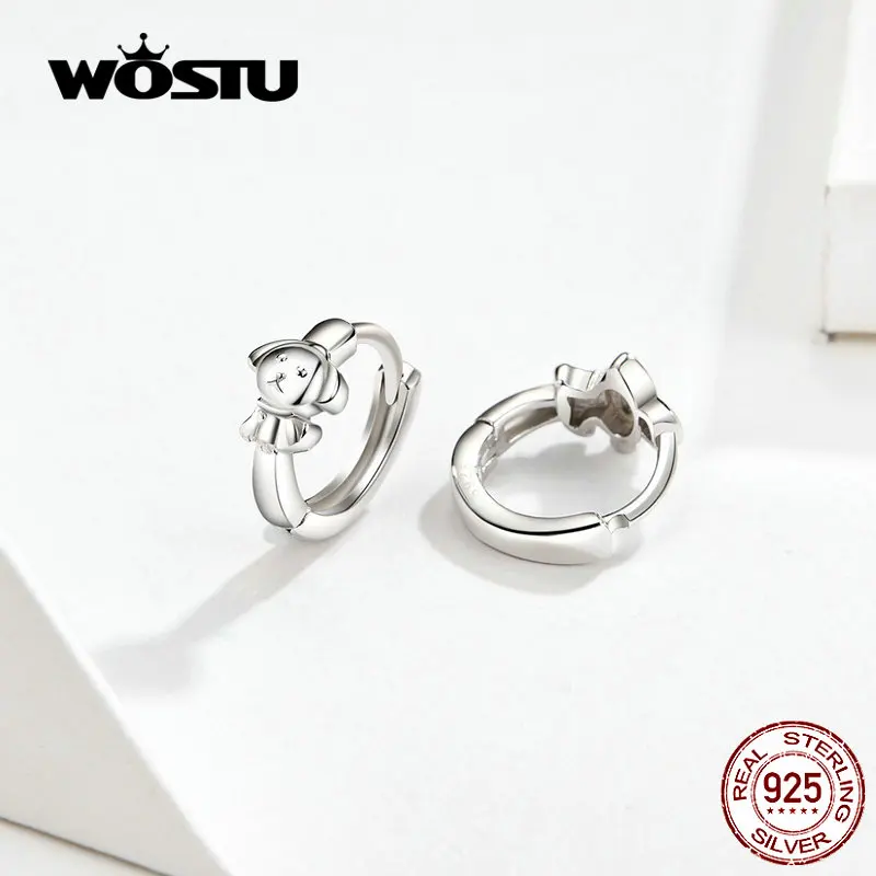 Серьги кольца WOSTU Puppy Dog 100% стерлингового серебра 925 пробы маленькие женские
