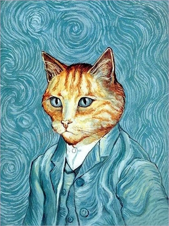 Ван Гог кот дизайн Лоскутная ручная ткань 100% хлопок сделай сам Ткань для шитья