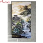 Алмазная вышивка с мотивами гор и рек, картина из квадратныхкруглых страз, китайский пейзаж, 5D, Набор для творчества, вышивка крестиком