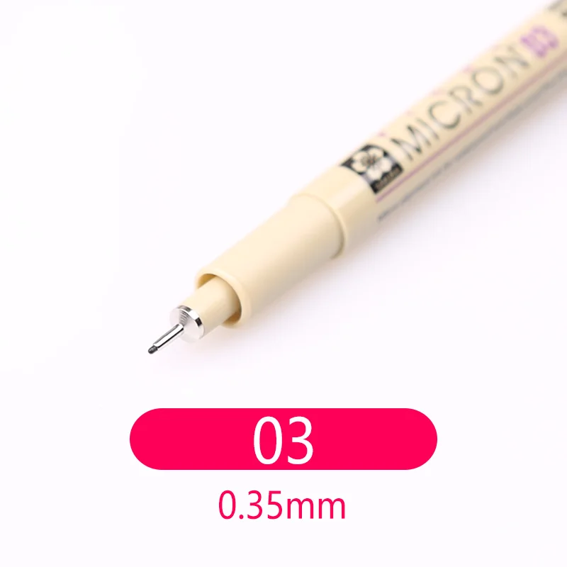 03 Японская Сакура Pigma Micron Fineliner ручка игольчатый наконечник ручка для рисования Черная кисть маркер водонепроницаемый спиртовые чернила архитектура - Цвет: 03