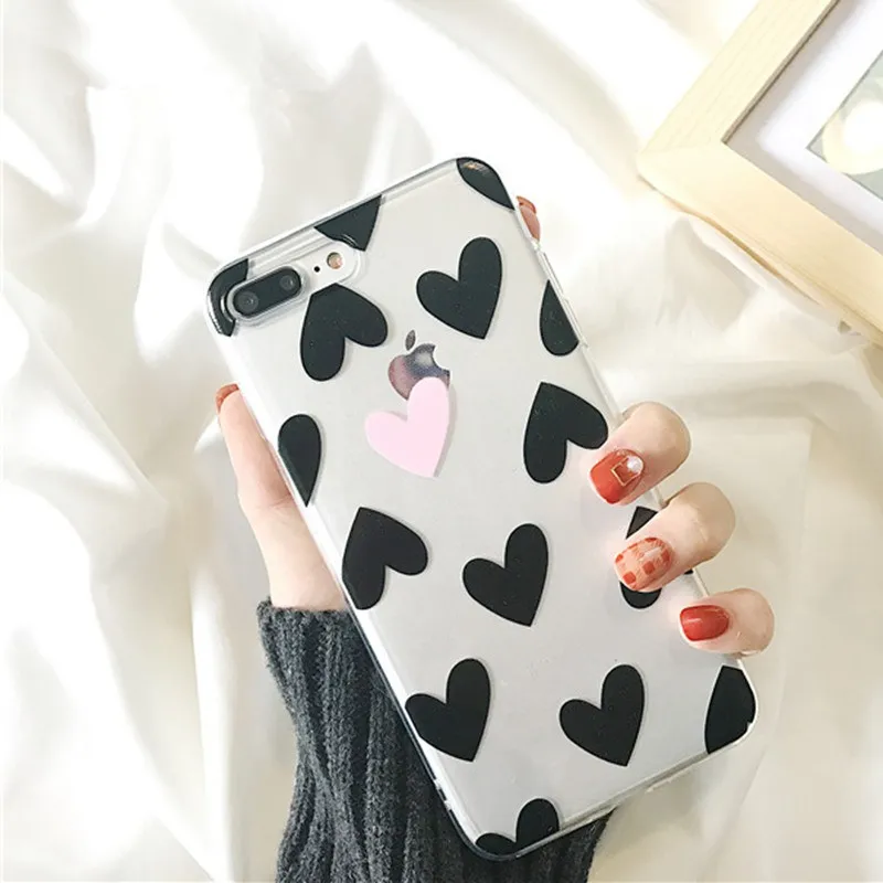 Чехол для телефона с изображением сердца iPhone 7 Plus 6 S 8 Coque модные чехлы пар