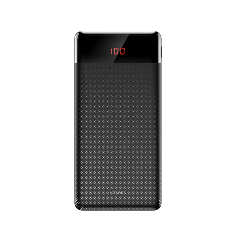 Power bank Black Baseus тонкий внешний аккумулятор 10000 мАч с ЖК-дисплеем, внешний аккумулятор, портативное зарядное устройство для мобильного телефона с двойным USB выходом, внешний аккумулятор - Цвет: Power bank Black