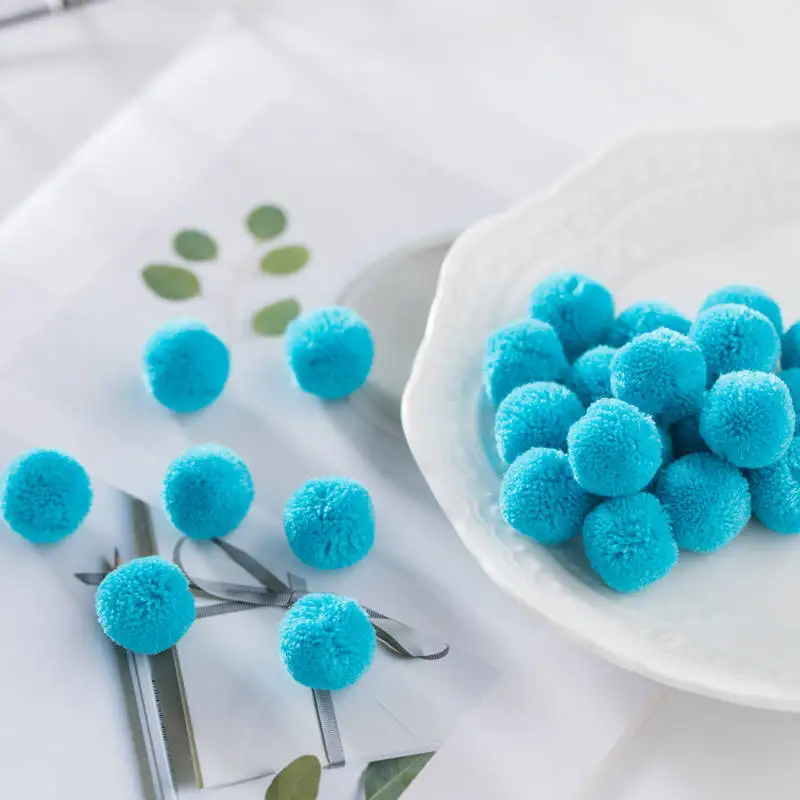 C08 Light Blue Высокое качество 60 шт. 15 мм разноцветный помпон мех ремесло DIY мягкие помпоны свадебные украшения, шитье/клей на ткани аксессуары - Цвет: C08 Light Blue