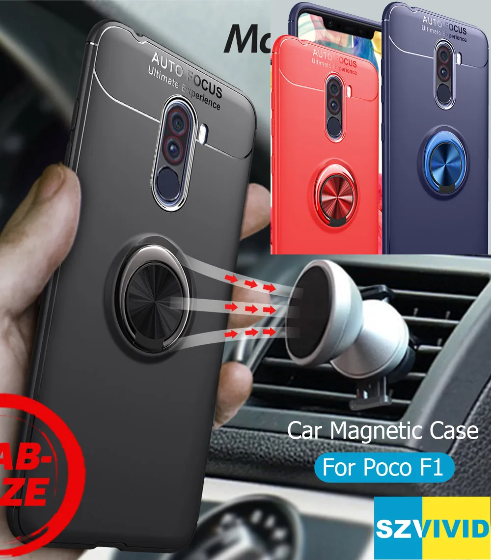 Автомобильный магнитный чехол для Xiaomi Pocophone F1 Poco кольцевой держатель на палец