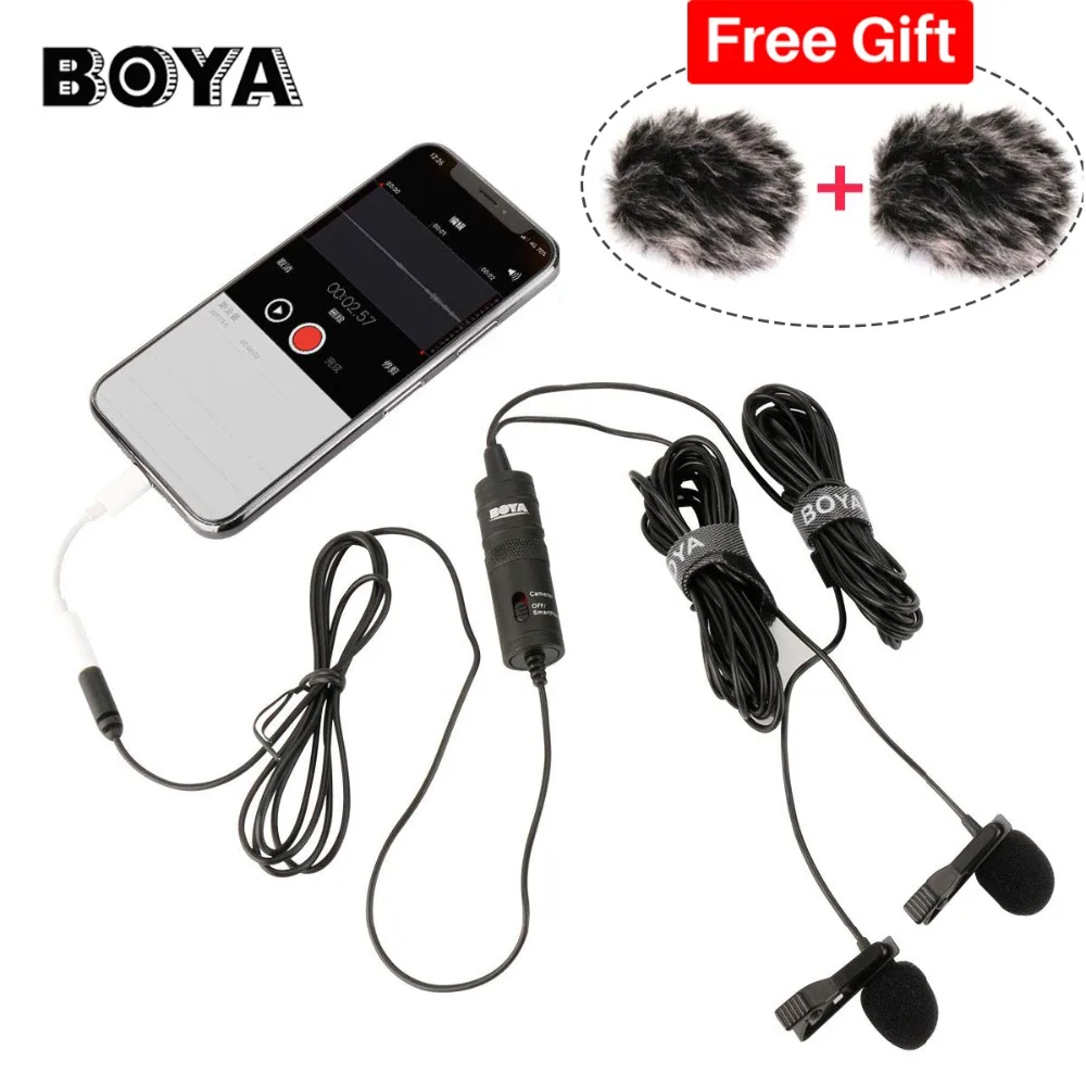 

2021 BOYA BY-M1DM Lavalier Microphone 4m Omni-directional Clip-on Lapel Video Mic for iPhone Canon Nikon DSLR,Updated of BY-M1