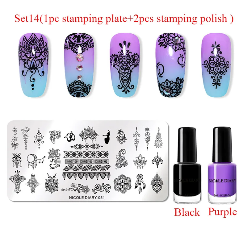 Set 20 NICOLE дневник ногтей штамповки пластины прозрачный желе штамп скребок цветок лист пластина с изображениями для нейл-арта штамповки Лаки - Цвет: Set 20