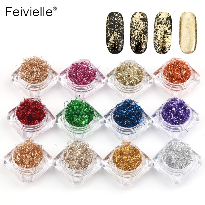 Новинка 12 цветов хлопья из алюминиевой фольги волшебный эффект хромированная