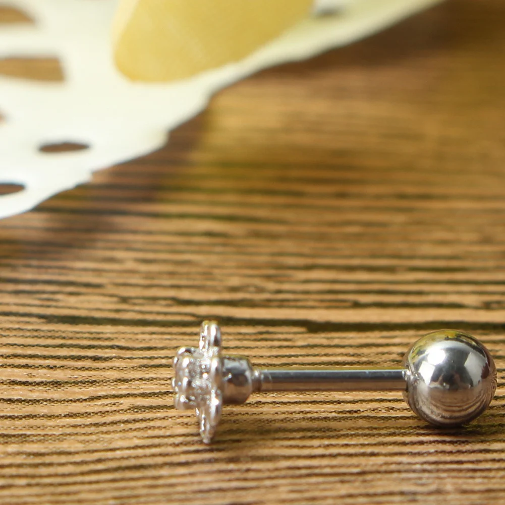 ReFaxi Серебряный тон цветок козелка уха Стад хряща серьги спирали пирсинг