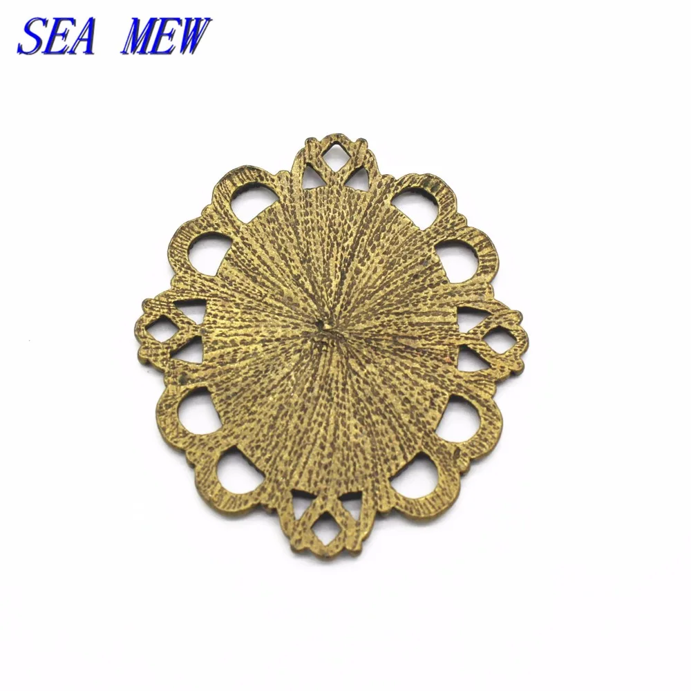 

SEA MEW 30*40mm Oval Cabochon Base Vintage Metal Antique Bronze Plated Zinc Alloy Pendant Blank Settings For Jewelry Making