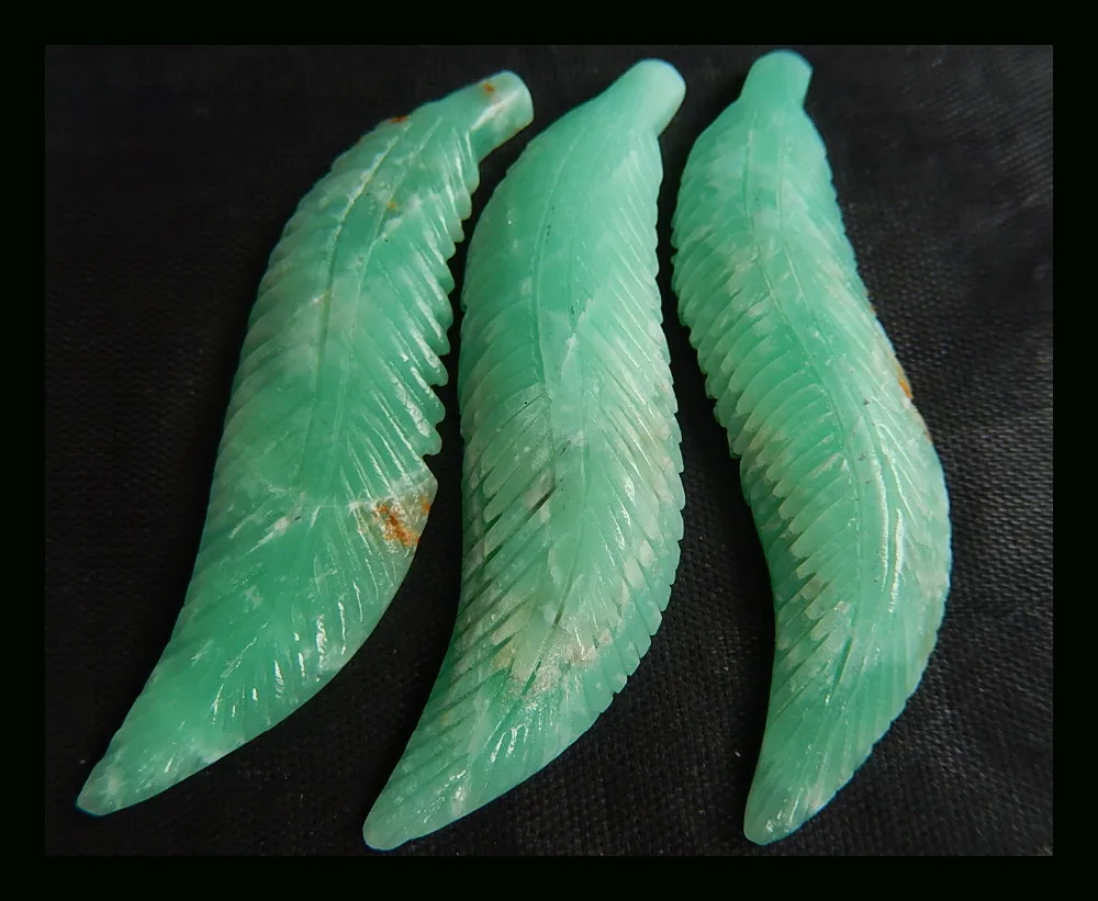 Полудрагоценные камни распродажа 3 шт. резной лист хризипразы кабошон 54x13x6 мм 13 92