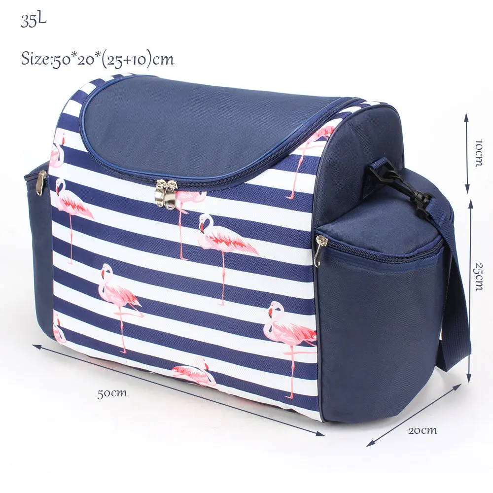 Flamingo SANNE 35L большой емкости Охладитель Мешок тепловой Фламинго Диагональ straddle Термоизолированный мешок сумка-холодильник для пикников с боковым карманом - Цвет: Flamingo