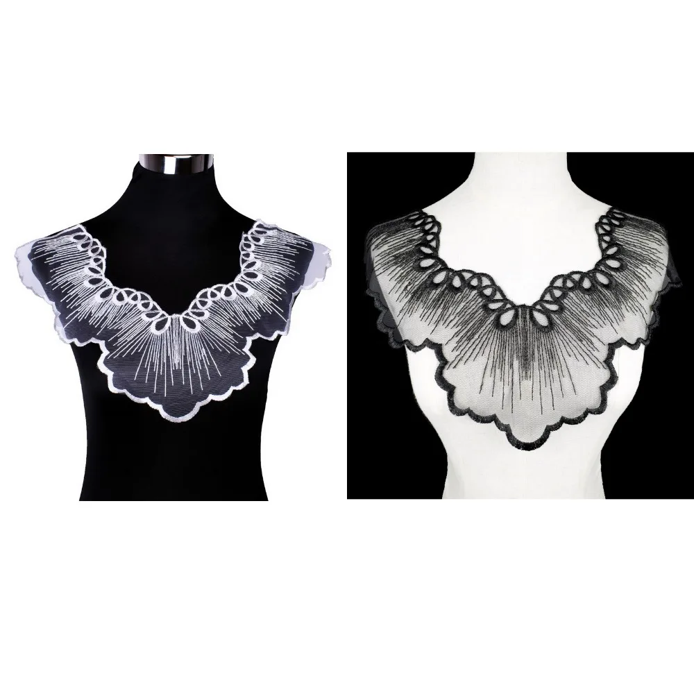 Комплект из 2 предметов белый и черный цветок вышивка кружевной воротник по линии