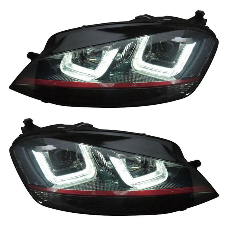 

Фара для VW Volkswagen Golf 7 V2 style с красной линией
