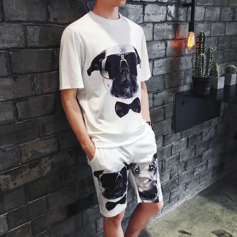 Корейский стиль Индивидуальный костюм для отдыха с принтом летняя свободная