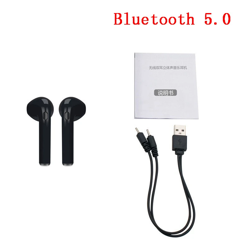 left right black 5.0 Беспроводные наушники Bluetooth 5,0 i7s TWS, универсальные мини-наушники с микрофоном для телефона, iPhone, samsung, Xiaomi, huawei, LG - Цвет: left right black 5.0