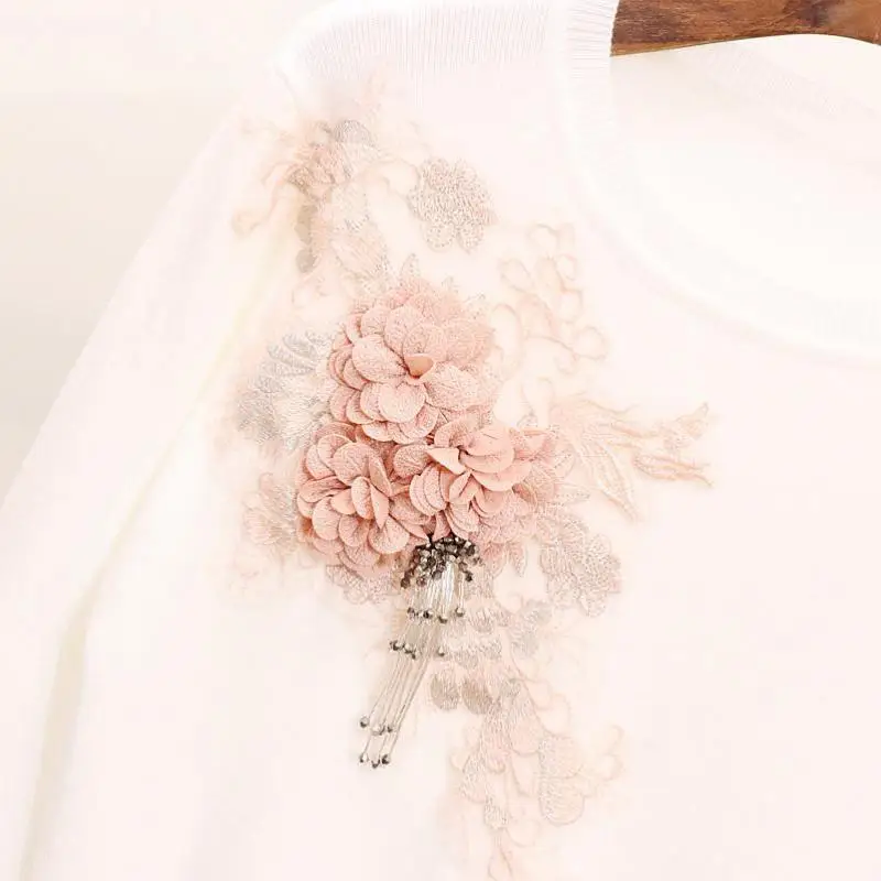 Cartoon Long Ear Rabbit AN MO YAN High Quality Black Women's Sweater Fashion Print Sequins Harajuku Loose Pullover Sweet Tops | Женская