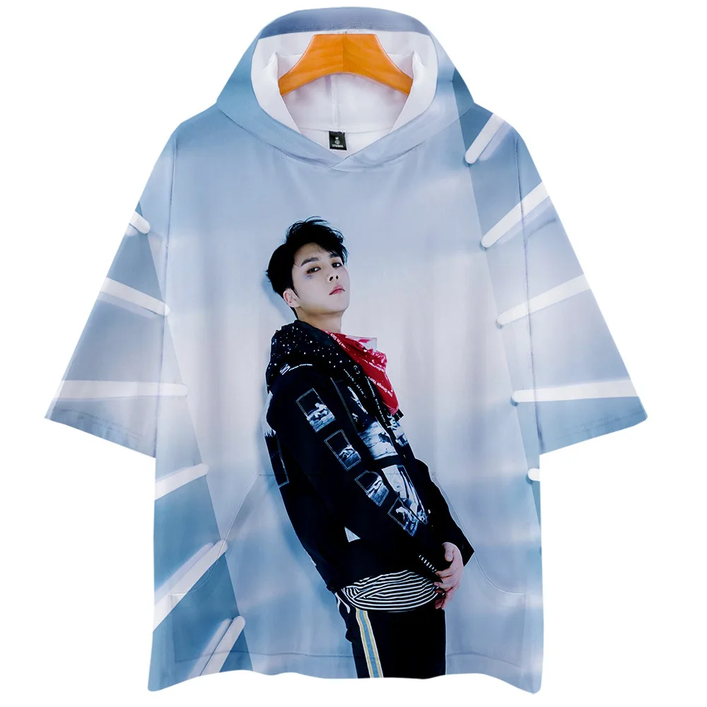 Корейская Мода KPOP NCT 127 NCT127 3D печатная Футболка с коротким рукавом капюшоном