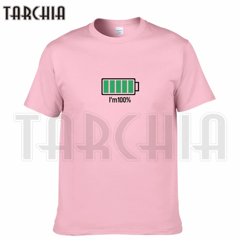 Мужская хлопковая футболка TARCHIA Повседневная с коротким рукавом батарейкой 2021