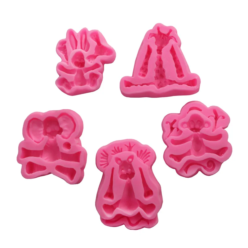 Милые детские силиконовые формы в форме жирафа кролика слона льва обезьяны