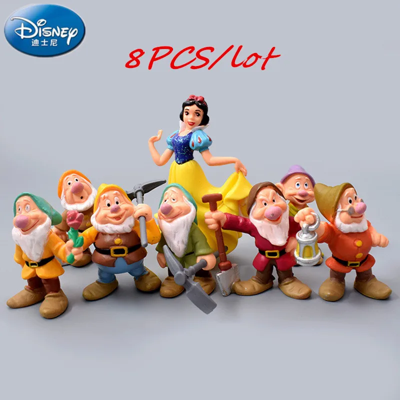 8 шт./лот игрушки Disney 5-10 см Белоснежка Принцесса и семь гномов экшн-Фигурки ПВХ