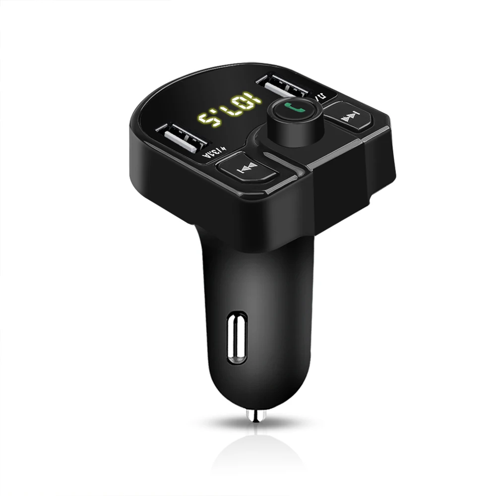 Type A Автомобильное зарядное устройство Kebidu с двумя USB, Bluetooth, для телефона, зарядное устройство, fm-передатчик, MP3 радио, плеер, напряжение, светодиодный дисплей, поддержка карт TF, USB - Тип штекера: Type A