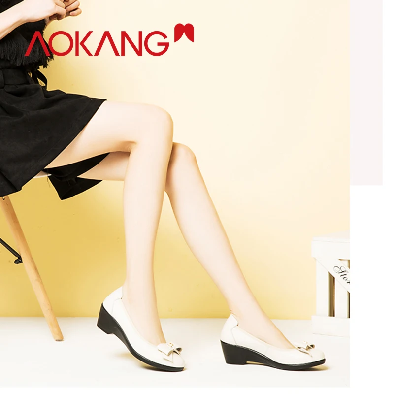 AOKANG/2019 г. женская обувь из натуральной кожи на плоской подошве удобная модная