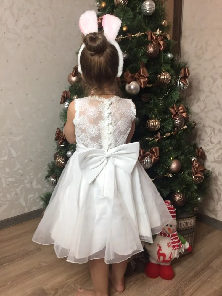 Cutestyles Summer Girls White Flower Dresses For Party Formal Occassion Embroidery Lace Wedding Guest Sundress GD50611-5 | Детская
