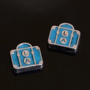 20pcs/Lot Two Size Blue Case Boot Floating Charms For Living Memory Glass Locket Floating Locket Pendants Charms DIY Accessories