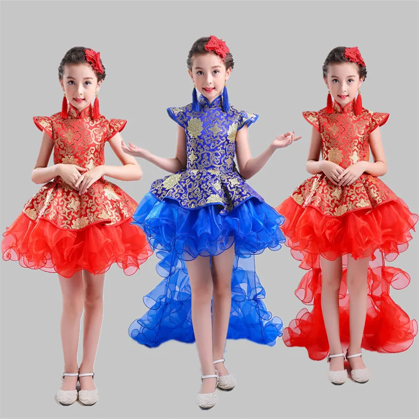 

2019 Girls Evening Dress Piano Performance Catwalk Stage Host Party Gown Carnival Costume Kids Fancy Princess Children Clothing