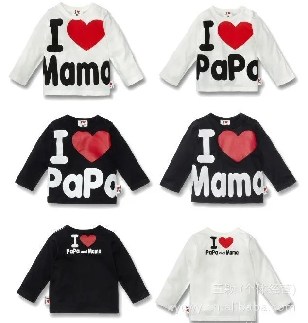 Retail ! I Love Papa &amp Mama Baby Kids 100% Cotton Shirts T-shirt Boys Girls Long Sleeve Tops Tees | Детская одежда и обувь