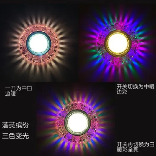Светодиодный точечный светильник COB цветная панель RGB 4 Вт 110 В 220 встроенный для