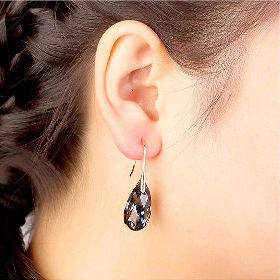 Женские серьги-капли SPCLUB серебристого цвета с кристаллами от SWAROVSKI подарок на