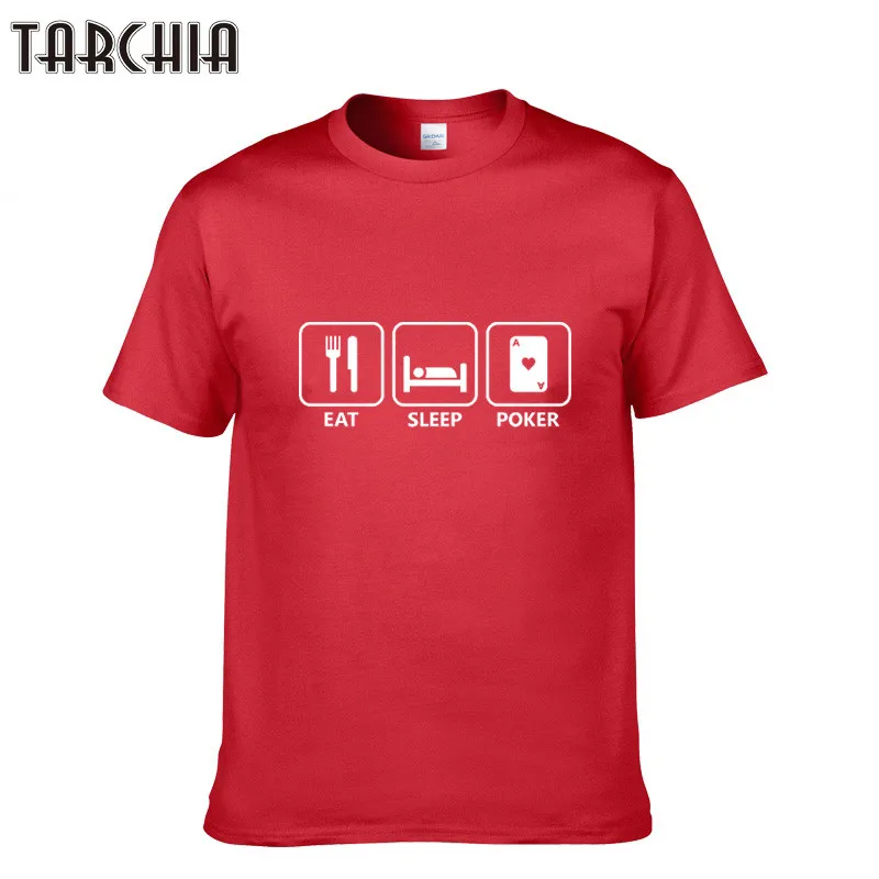 

Футболка TARCHIA мужская повседневная, Джерси с принтом «EAT SLEEP» и покерным принтом, с коротким рукавом, брендовая одежда
