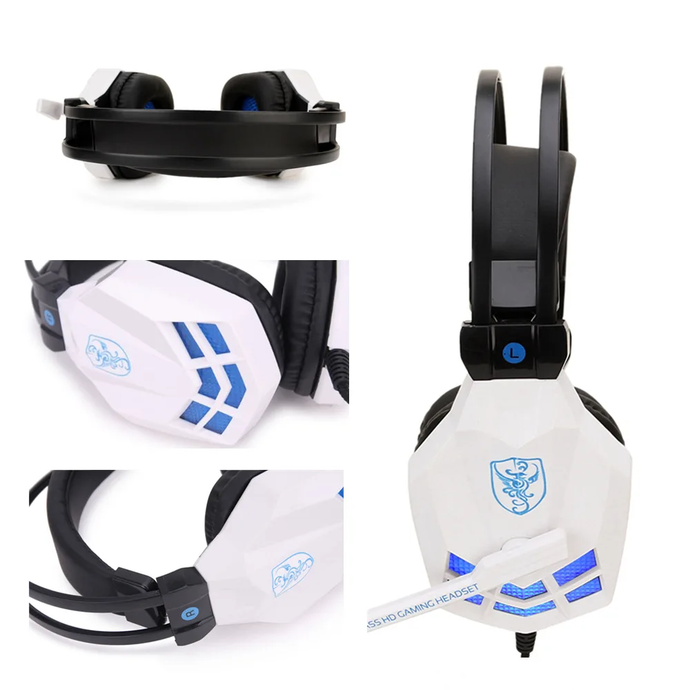 Soyto USB850, стерео игровая гарнитура, 7,1, Virtual Surround Bass, игровые наушники с микрофоном, светодиодный светильник для компьютера, ПК, геймера