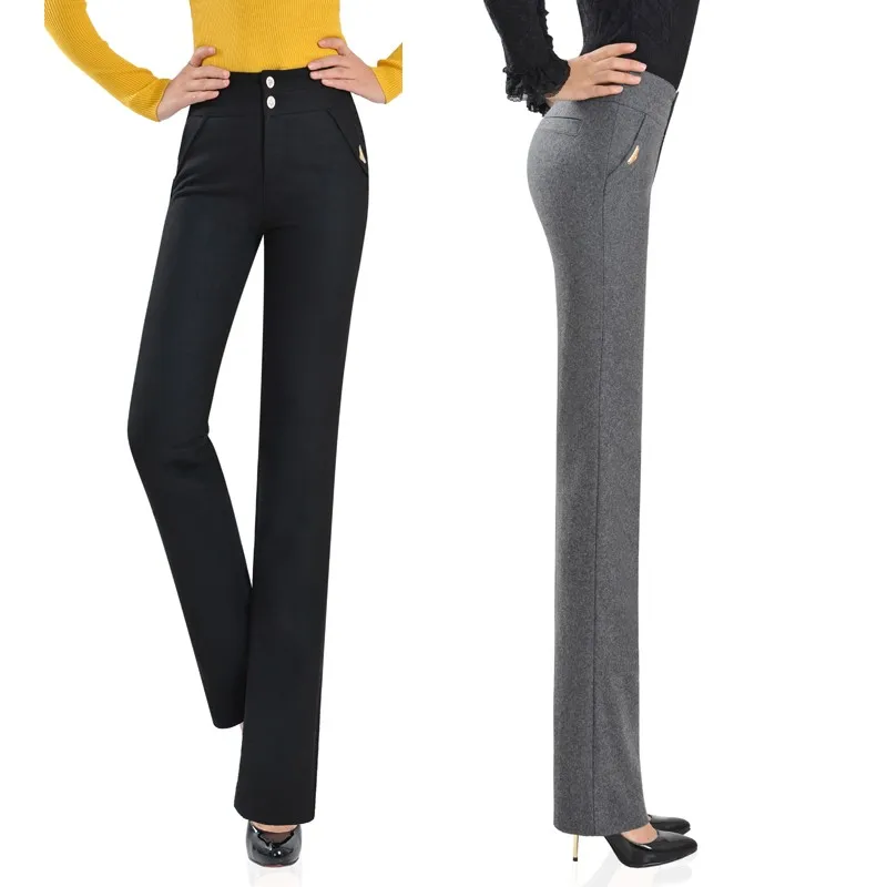 Зима новых малых прямые брюки шерстяные тонкий женские теплый шерстяной ткани|pant