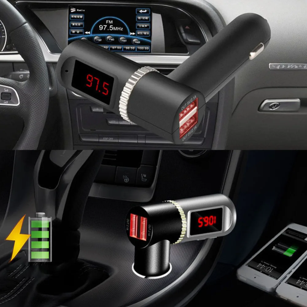 Беспроводное автомобильное зарядное устройство с Bluetooth и двумя USB портами