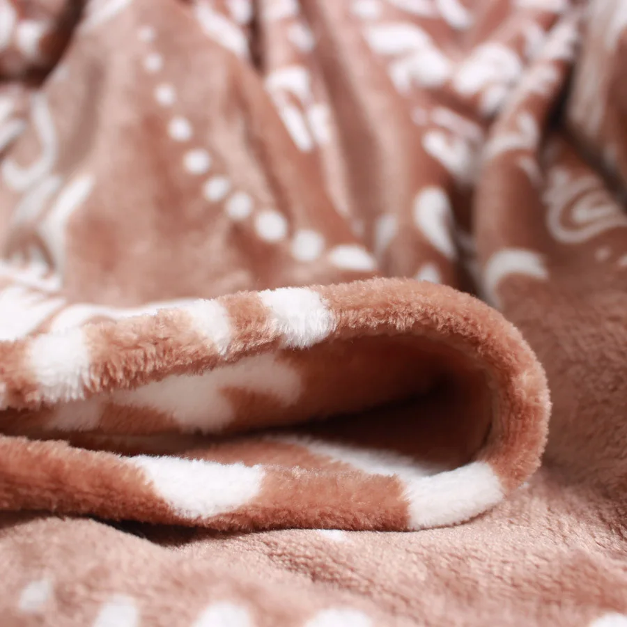 Зимнее одеяло на кровать кофейные цветы мягкие толстые королевские фланелевые