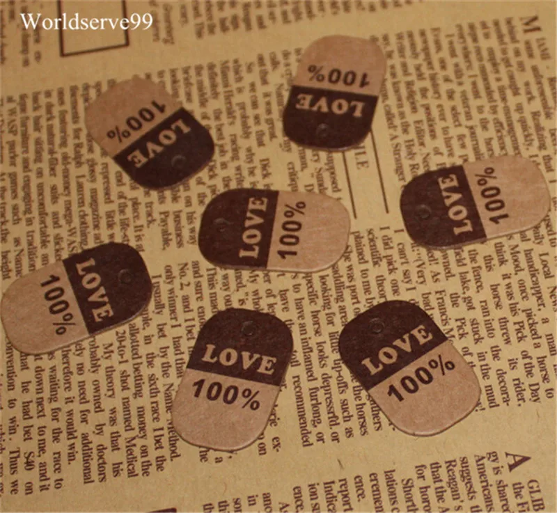 100% любовь крафт-бумага ценники бирки Свадебная вечеринка сделай сам открытки