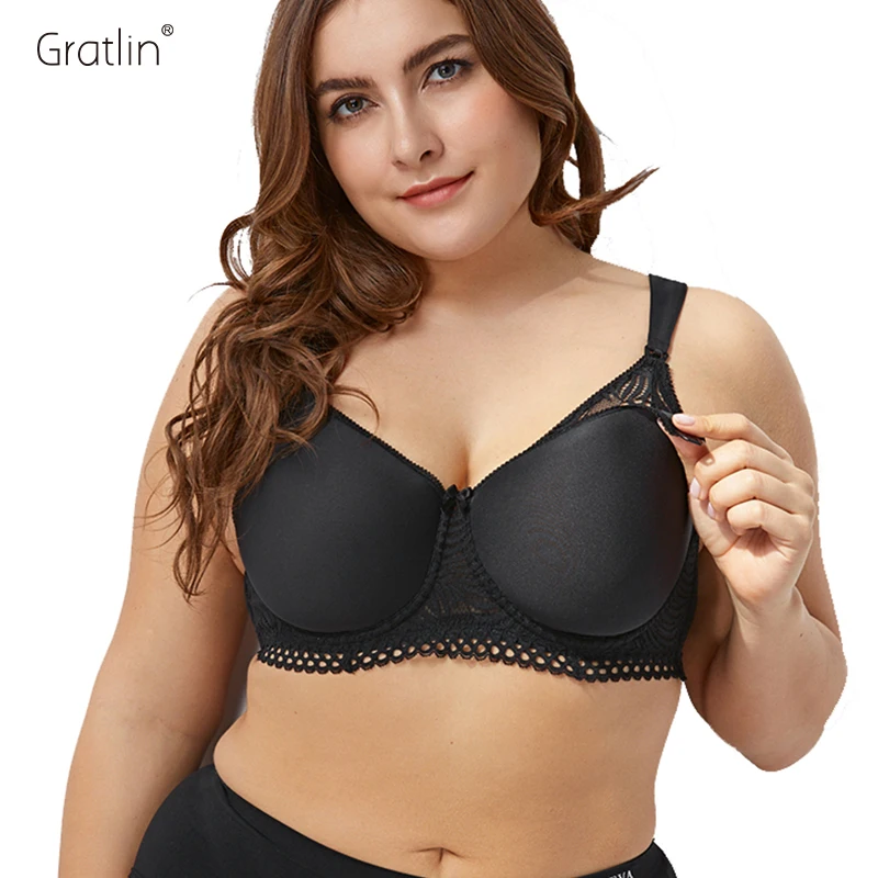 

Gratlin Maternity Comfort Nursing Lace Bra With Underwire Breastfeeding Maternal Support For Pregnant Women Plus Size Lingerie