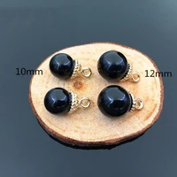 10pcs 8mm 10mm 12mm 14mm black white round abs imitation pearls with crown caps charm pendant for earrings bracelet hair jewelry