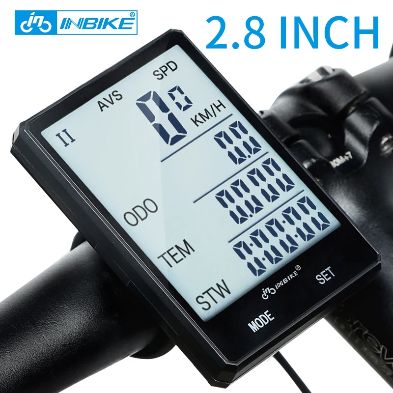 INBIKE 2 8 дюймов Большой экран велосипедный компьютер беспроводной непромокаемый