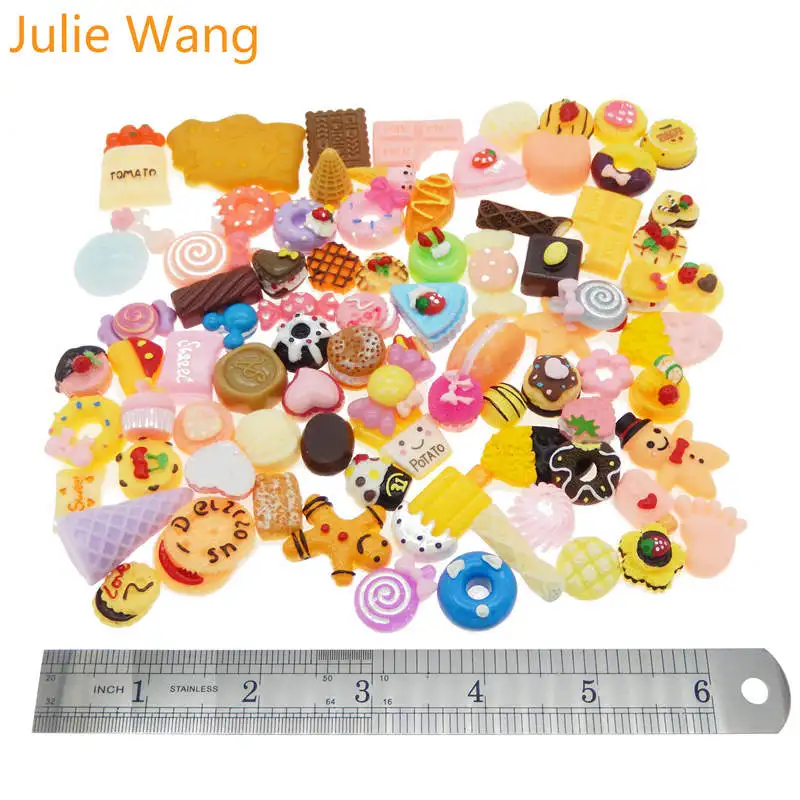 Julie Wang 20 шт. каучуковая еда торт хлеб леденцы кабошон слизь талисманы случайный
